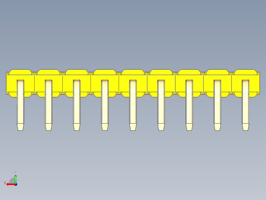 彩色公排针 100mil 2.54mm 系列-DS1022_yellow_1x09p_100mil_TypeD_rev1.0后视图