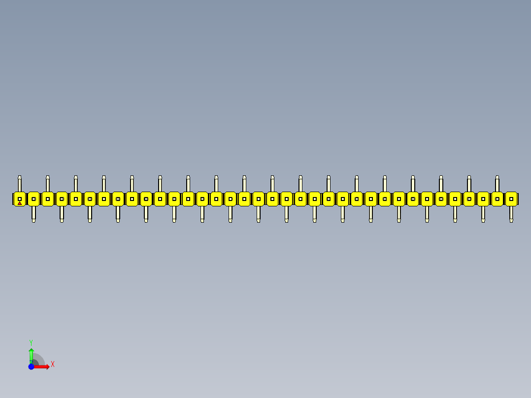 彩色公排针 100mil 2.54mm 系列-DS1022_yellow_36p_100mil_Type_SMT_R1_rev1.0前视图
