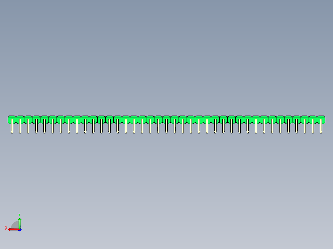 彩色公排针 100mil 2.54mm 系列-DS1022_green_1x39p_100mil_TypeD_rev1.0后视图