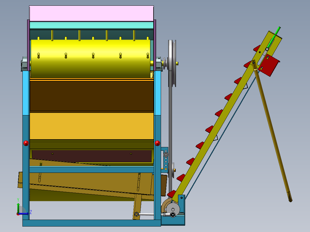 花生摘果机结构设计研制【带三维SW】左视图
