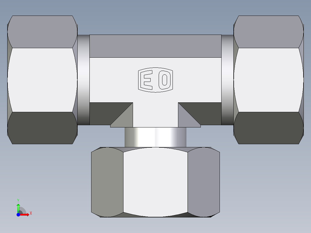 卡套式工业通用硬管接头EO_Standpipe_branch_tee_EVT15L71前视图