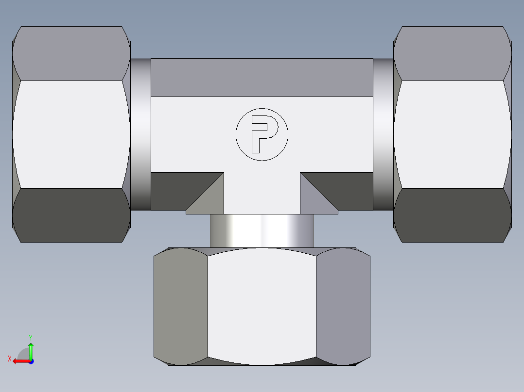 卡套式工业通用硬管接头EO_Standpipe_branch_tee_EVT15L71后视图