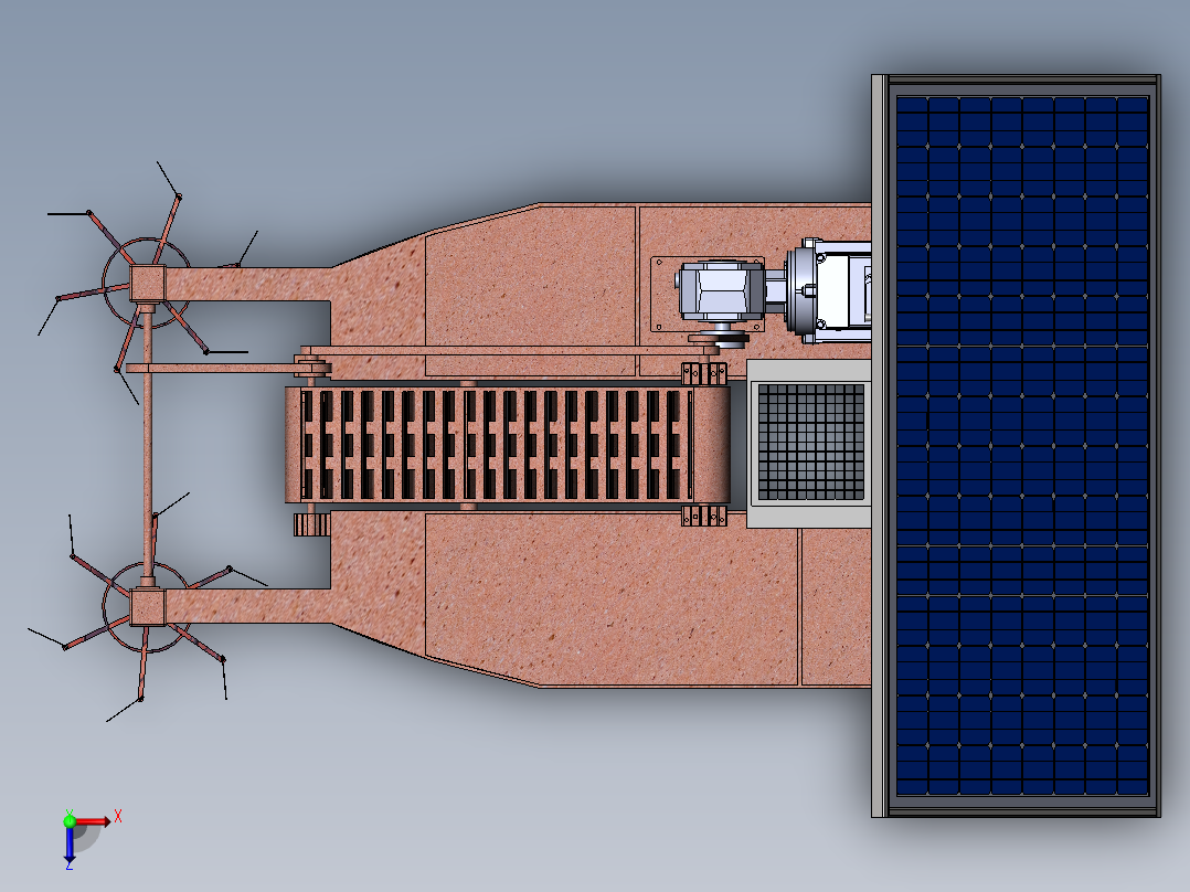 水面清理船三维SW模型（收集清理河面垃圾）3D图纸+说明书俯视图