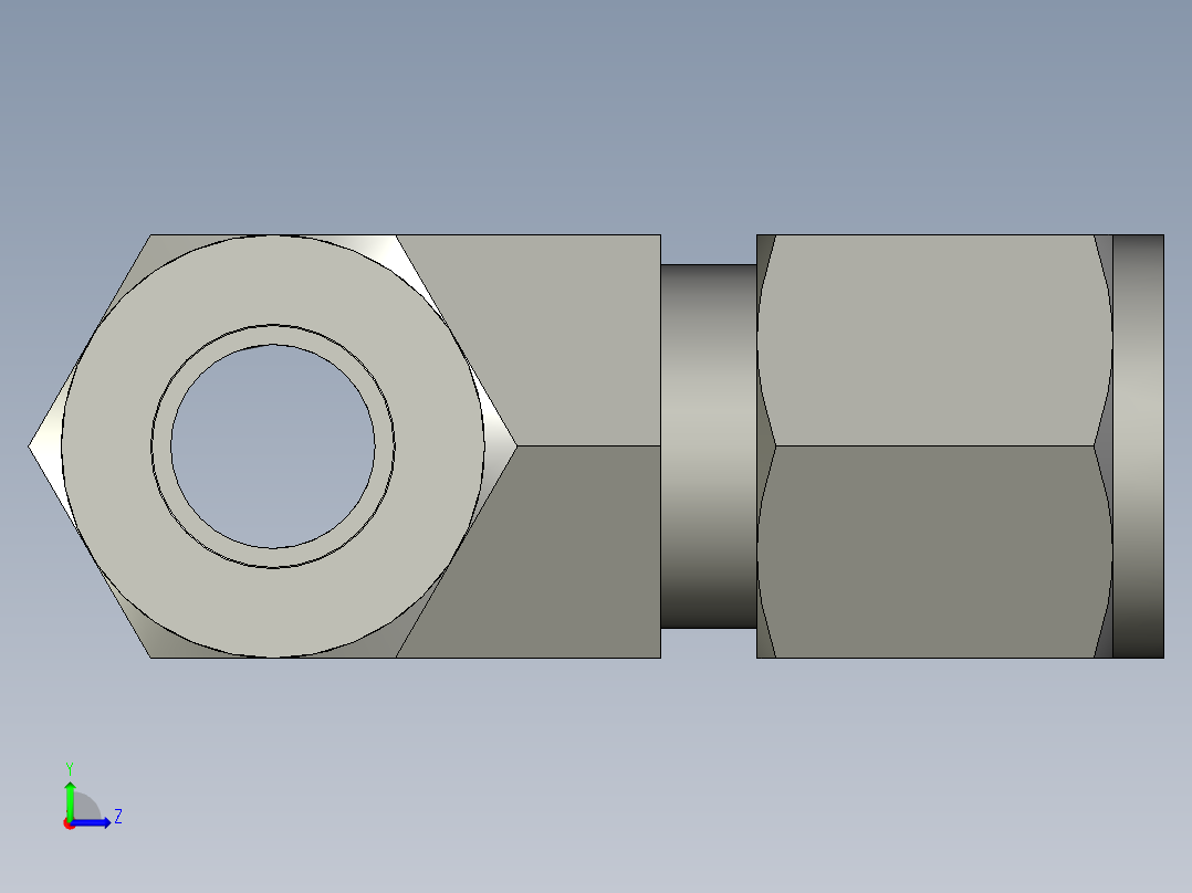 卡套式工业通用硬管接头8-8-8_rbu-s左视图