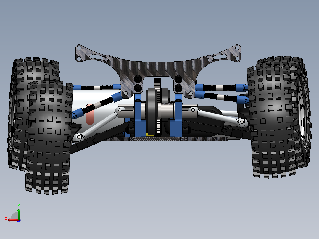 Xray T2电动遥控车RC底盘骨架3D模型图纸 Solidworks设计 附STEP后视图