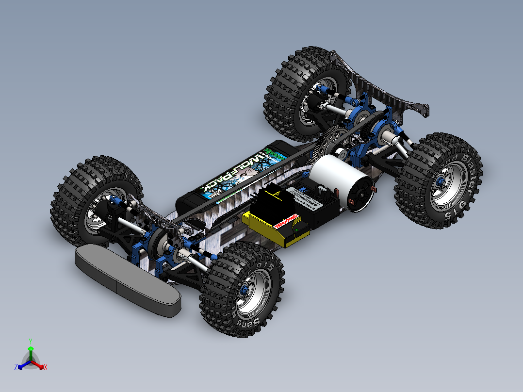 Xray T2电动遥控车RC底盘骨架3D模型图纸 Solidworks设计 附STEP正等轴测图