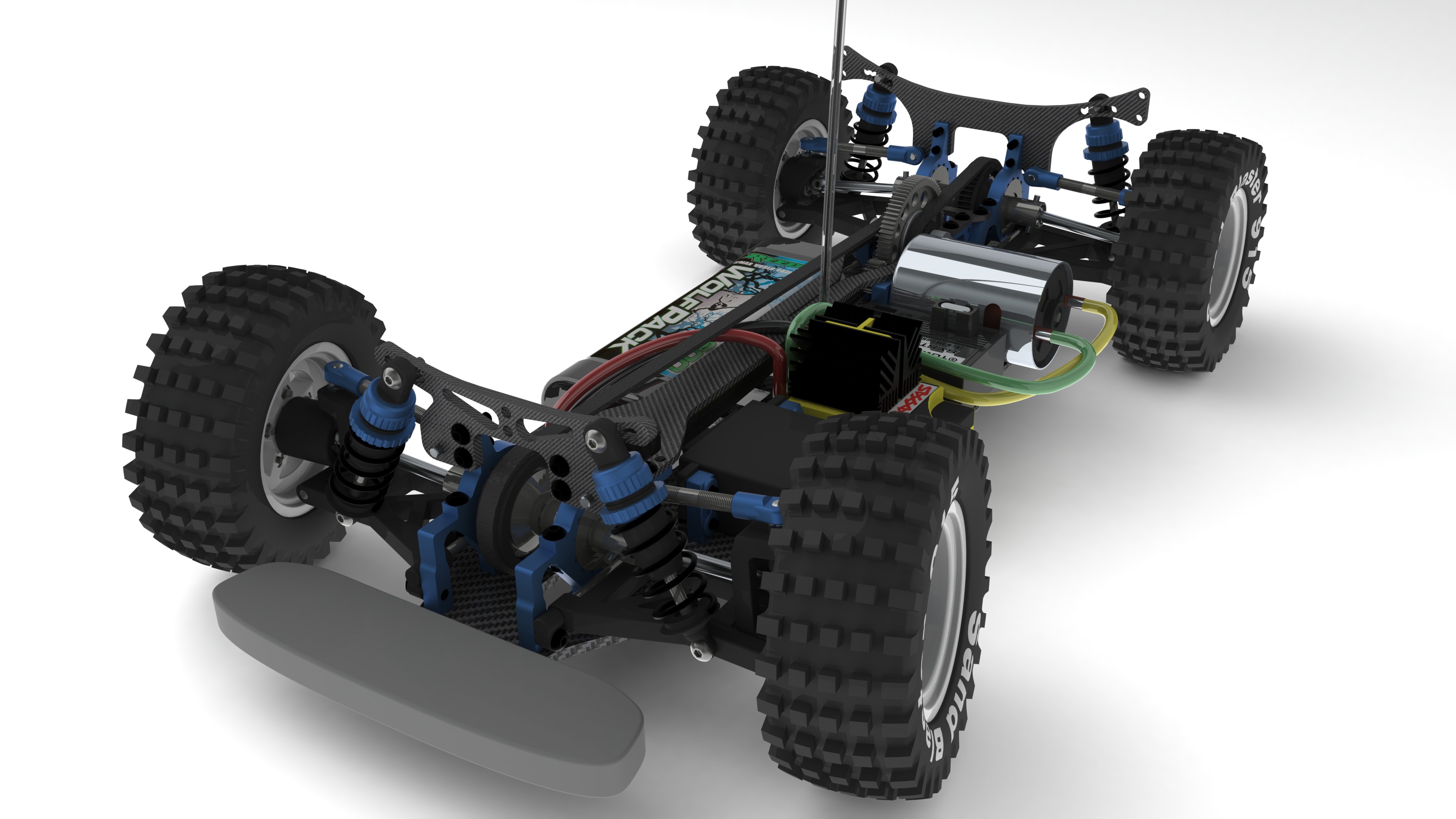 Xray T2电动遥控车RC底盘骨架3D模型图纸 Solidworks设计 附STEP