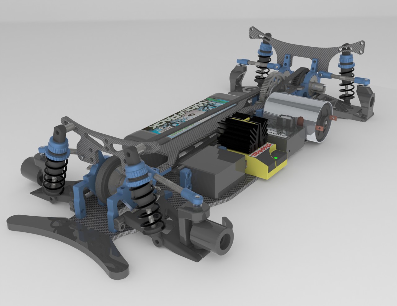 Xray T2电动遥控车RC底盘骨架3D模型图纸 Solidworks设计 附STEP