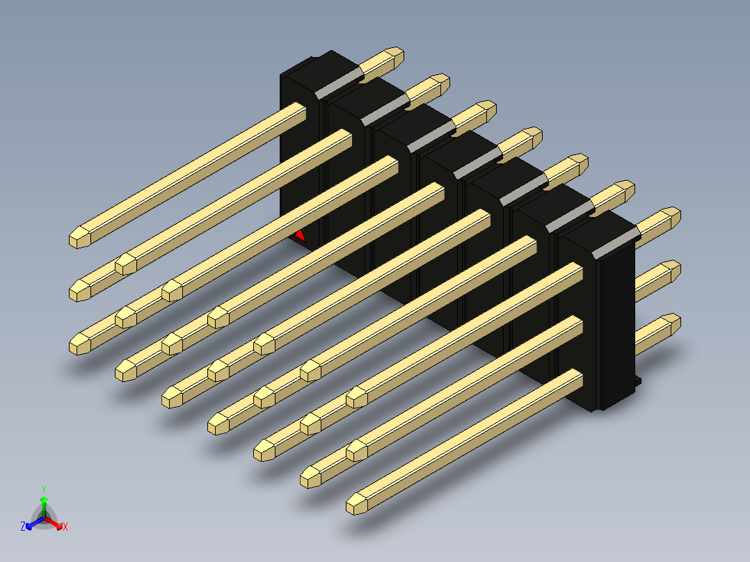彩色公头100mil（2.54mm）系列-DS1021_black_3x07p_100mil_Type5_rev1.0正等轴测图
