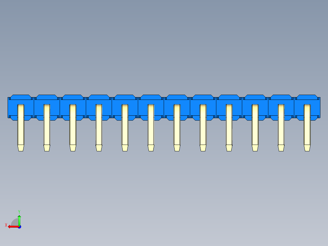 彩色公排针 100mil 2.54mm 系列-DS1022_blue_1x12p_100mil_TypeD_rev1.0后视图