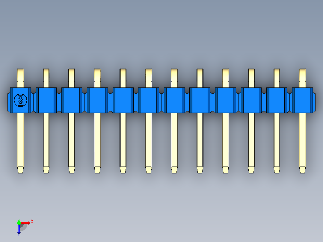 彩色公排针 100mil 2.54mm 系列-DS1022_blue_1x12p_100mil_TypeD_rev1.0俯视图