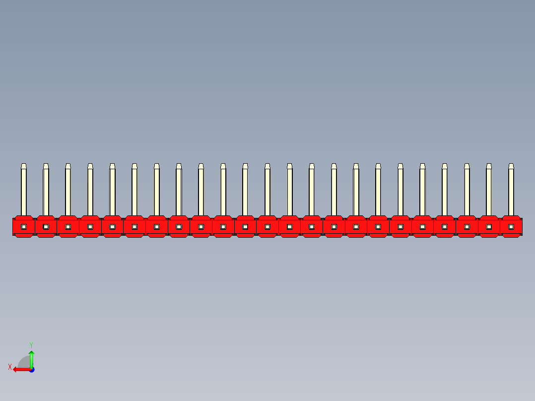 彩色公排针 100mil 2.54mm 系列-DS1022_red_23p_100mil_TypeU_rev1.0后视图