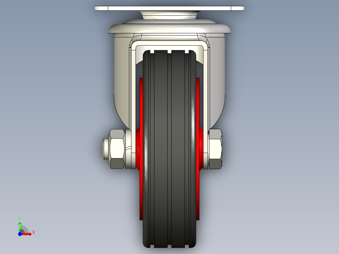 旋转蓖麻轮70毫米大负载承重轮前视图