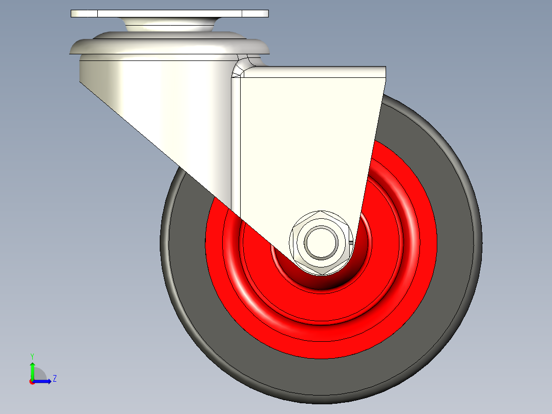 旋转蓖麻轮70毫米大负载承重轮左视图