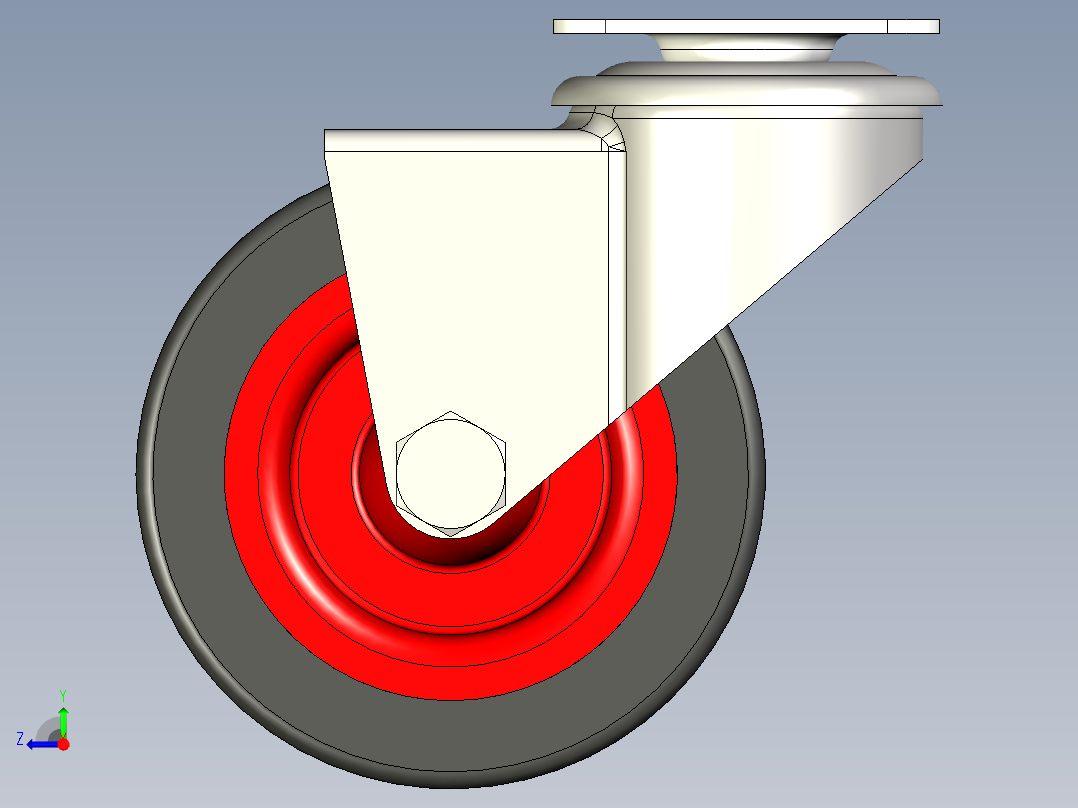 旋转蓖麻轮70毫米大负载承重轮右视图