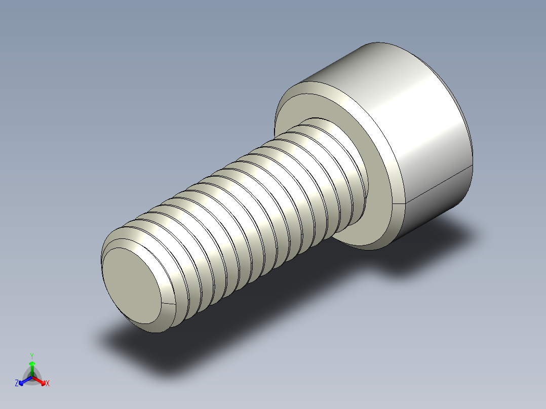 M8 x 1.25mm Thread 20mm LONG SOCKET HEAD CAP SCREW.IGS正等轴测图