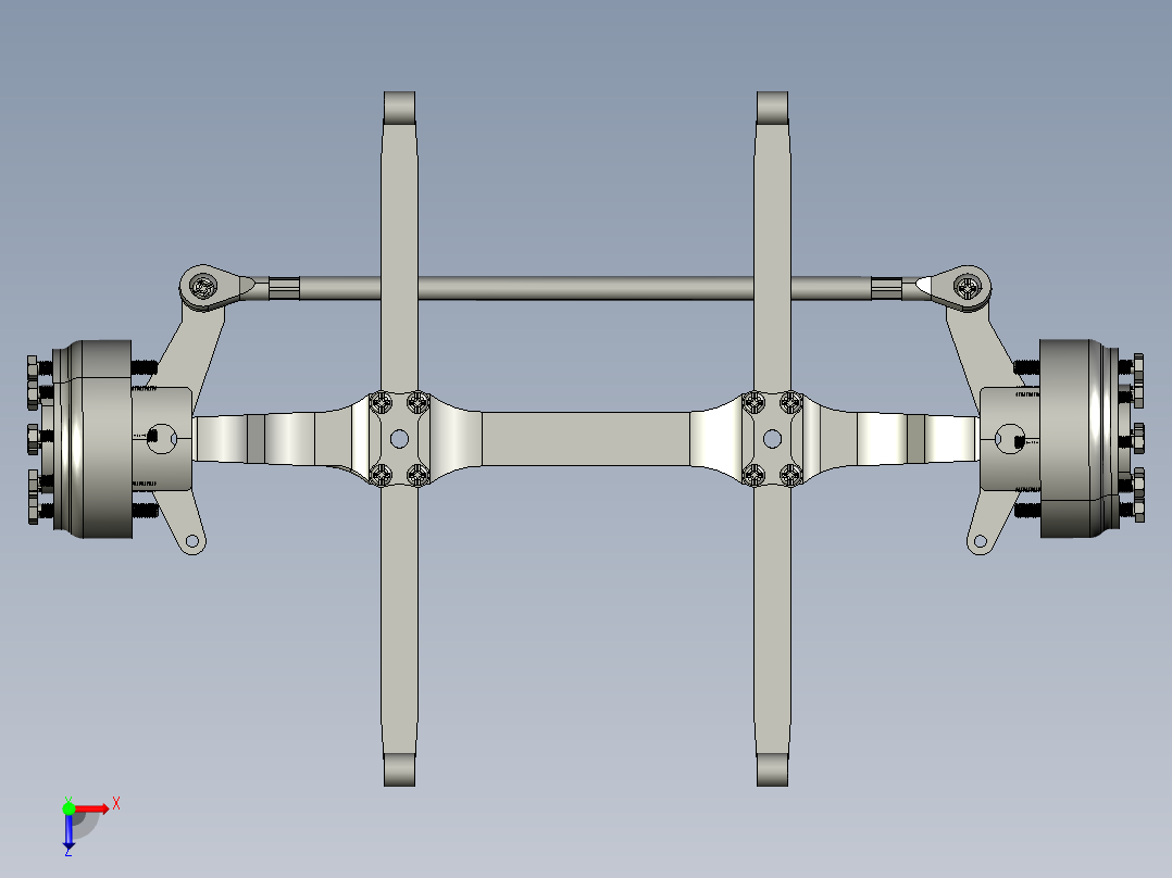 04-bandicam悬挂系统简易结构3D图纸 STEP格式俯视图