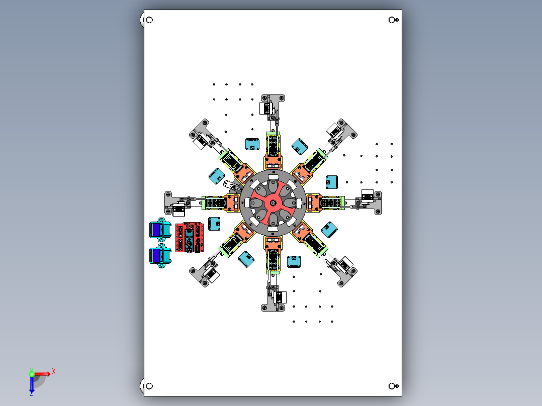 电磁电动机结构3D图纸 Solidworks设计俯视图