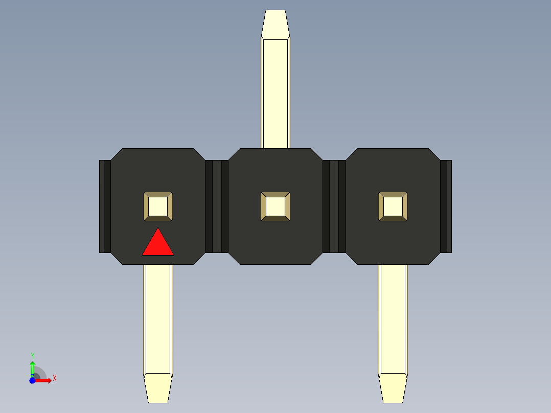 彩色公排针 100mil 2.54mm 系列-DS1022_black_03p_100mil_Type_SMT_R2_rev1.0前视图