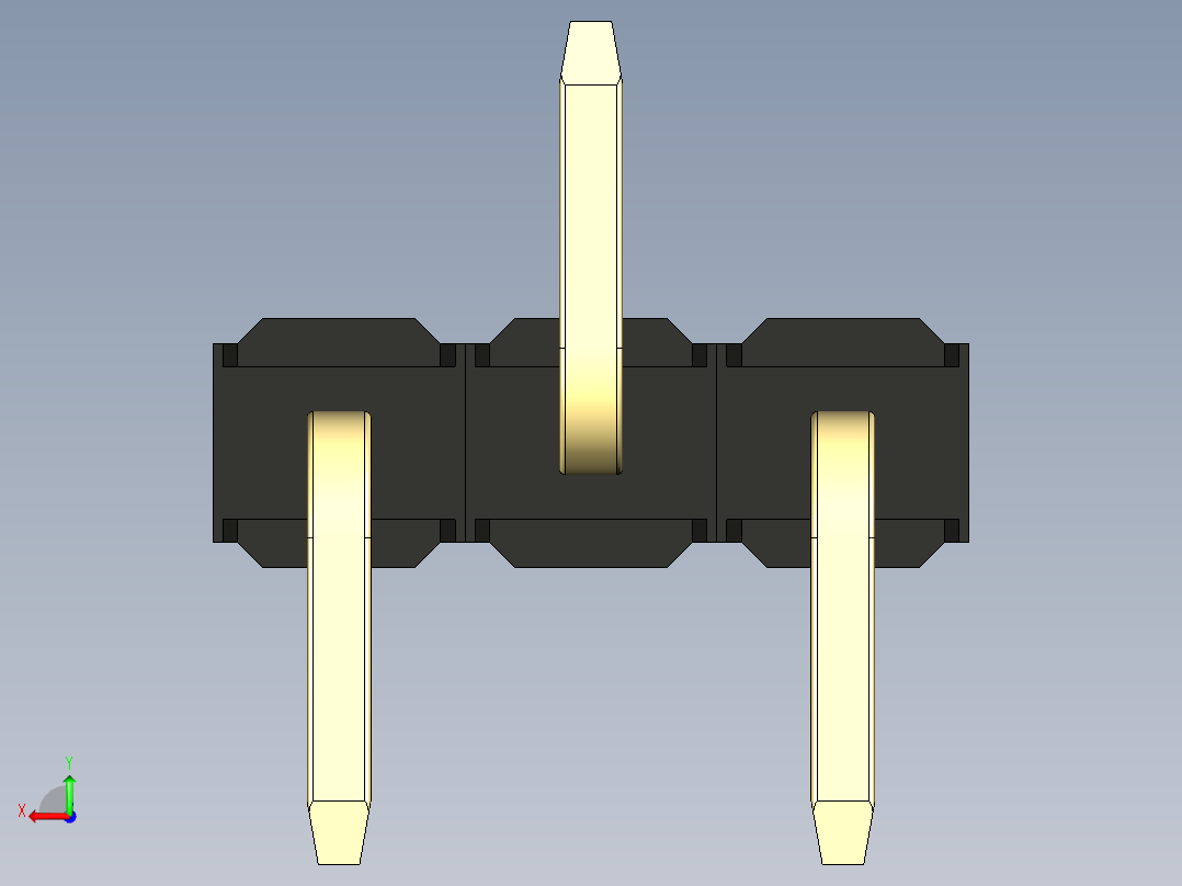 彩色公排针 100mil 2.54mm 系列-DS1022_black_03p_100mil_Type_SMT_R2_rev1.0后视图