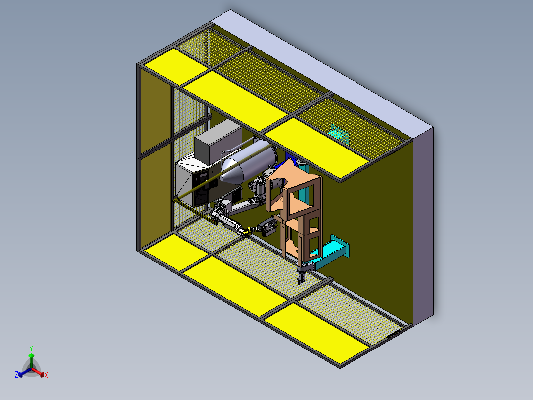 探矿机械机架体机器人焊接工作站正等轴测图