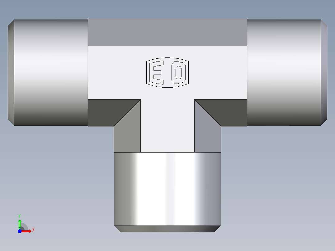卡套式工业通用硬管接头EO_Union_tee_T08SCFX前视图