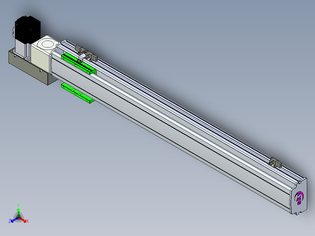 同步带滑台-半封闭B10H-L45-S700-L-P40-D3正等轴测图