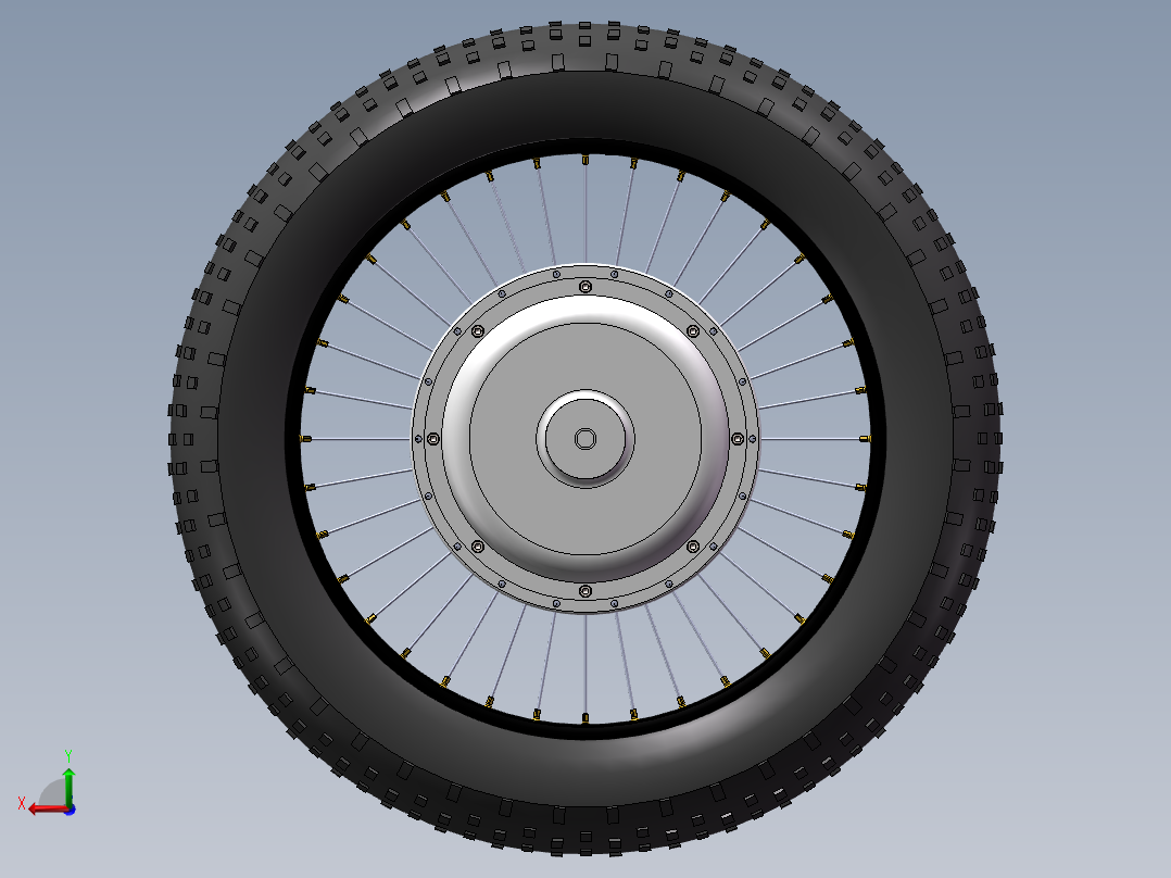 20 英寸 x 80 毫米宽自行车车轮带轮毂电机--SW后视图