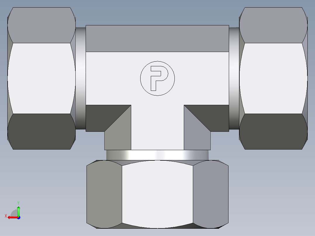 卡套式工业通用硬管接头EO_Union_tee_T22L71后视图