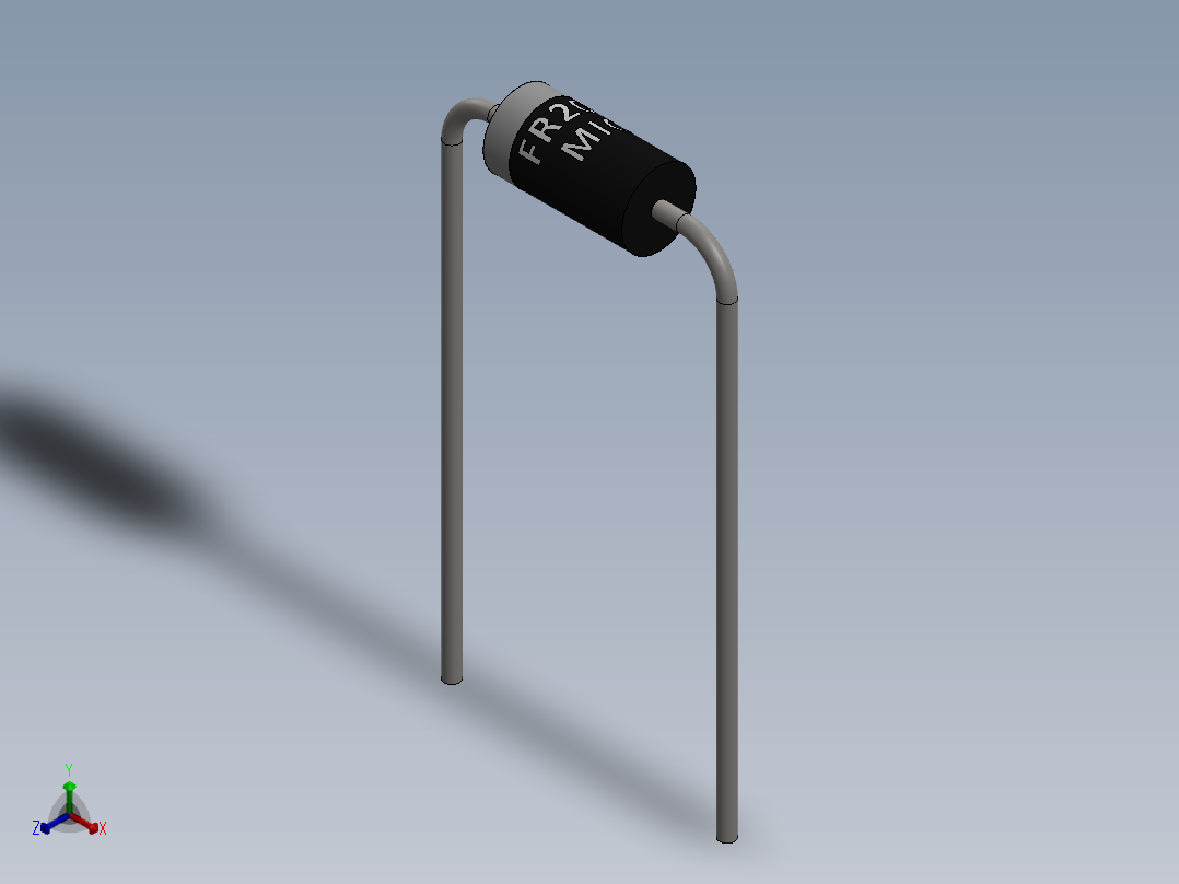 电容器 二极管 电阻器-Recovery Diode FR207正等轴测图