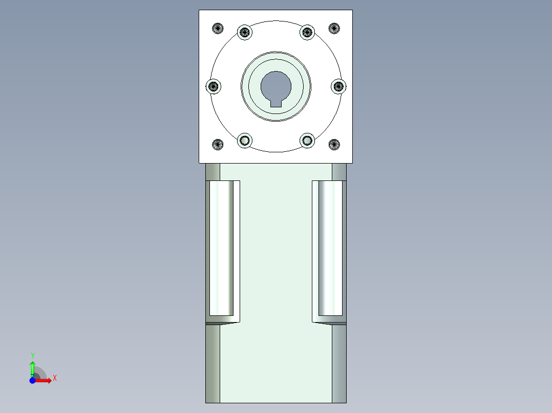 换向器PW70双孔 PLX60-L2 14-50-70-M4.stp前视图