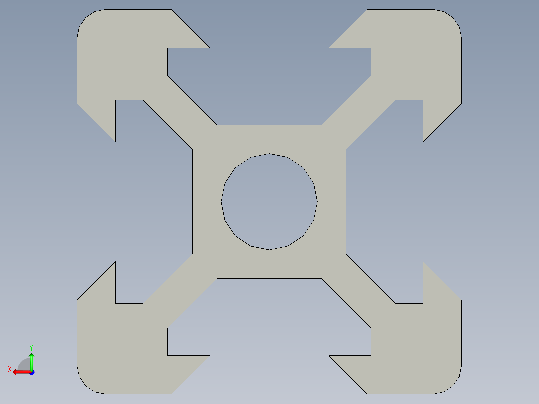 铝制结构型材 V 形槽 20x20mm后视图