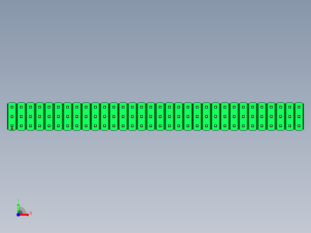 彩色公头100mil（2.54mm）系列-DS1021_green_3x32p_100mil_Type43_rev1.0前视图