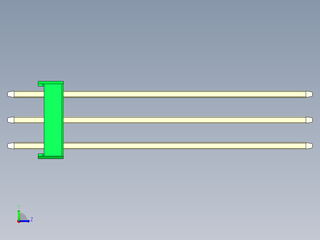 彩色公头100mil（2.54mm）系列-DS1021_green_3x32p_100mil_Type43_rev1.0左视图