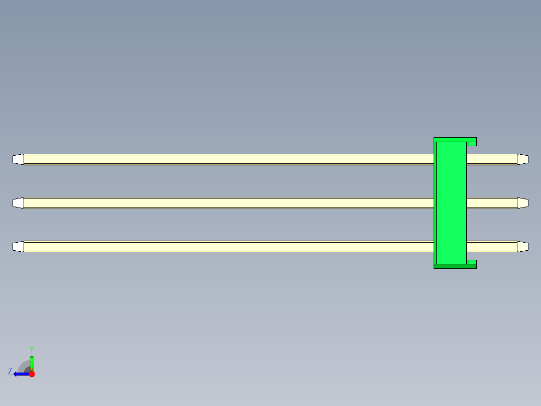 彩色公头100mil（2.54mm）系列-DS1021_green_3x32p_100mil_Type43_rev1.0右视图