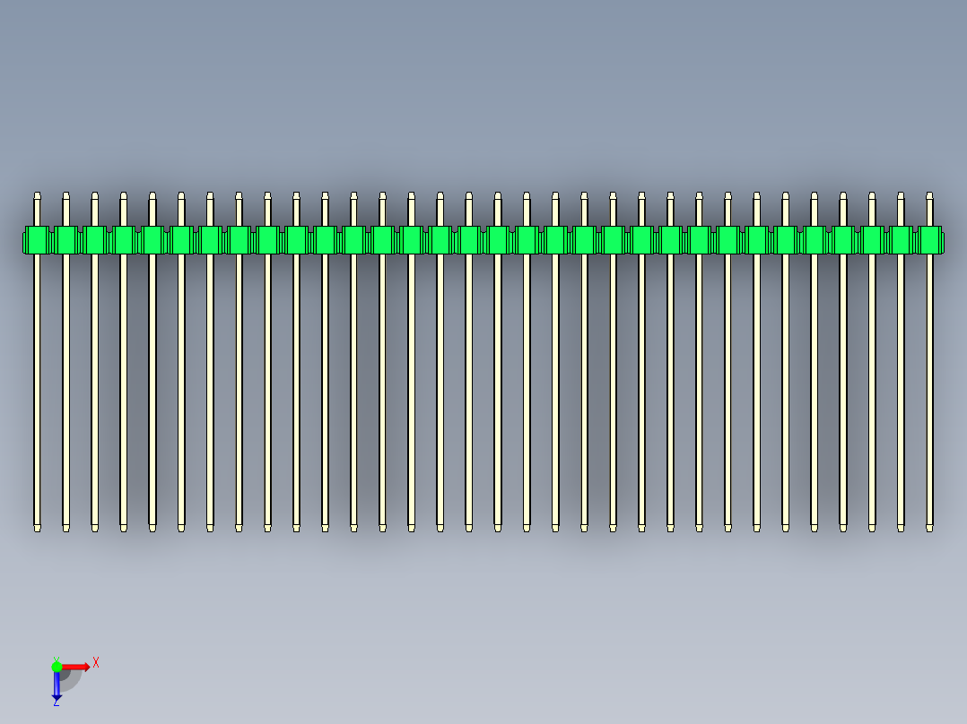 彩色公头100mil（2.54mm）系列-DS1021_green_3x32p_100mil_Type43_rev1.0俯视图