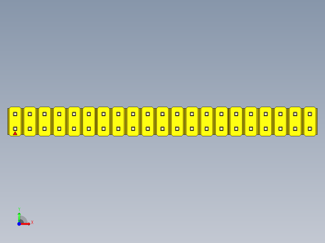 彩色公头100mil（2.54mm）系列-DS1021_yellow_2x21p_100mil_Type19_rev1.0前视图