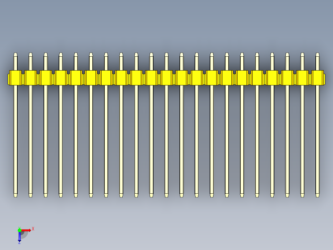 彩色公头100mil（2.54mm）系列-DS1021_yellow_2x21p_100mil_Type19_rev1.0俯视图