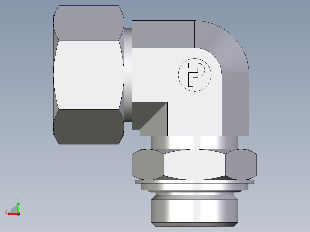 卡套式工业通用硬管接头EO_Adjustable_Locknut_elbow_WEE25ZSRCF后视图