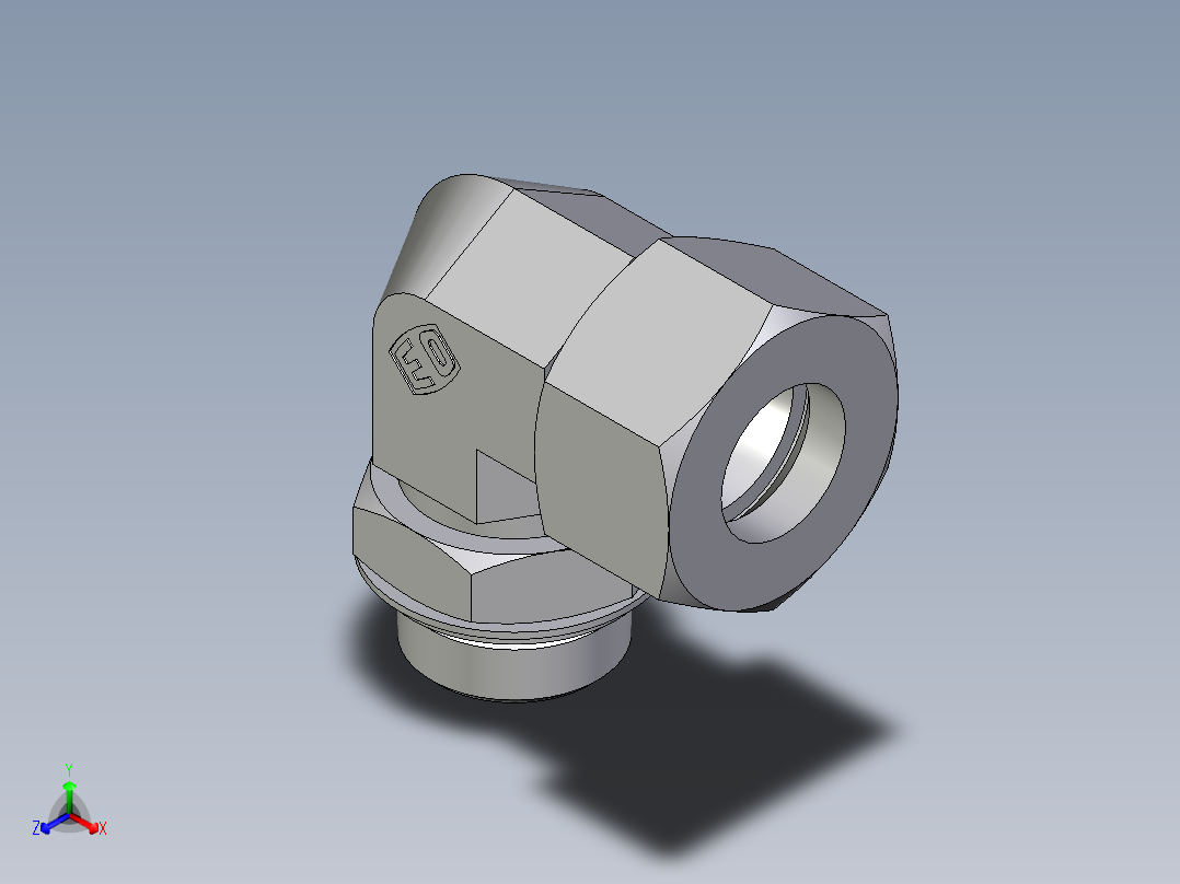 卡套式工业通用硬管接头EO_Adjustable_Locknut_elbow_WEE25ZSRCF正等轴测图