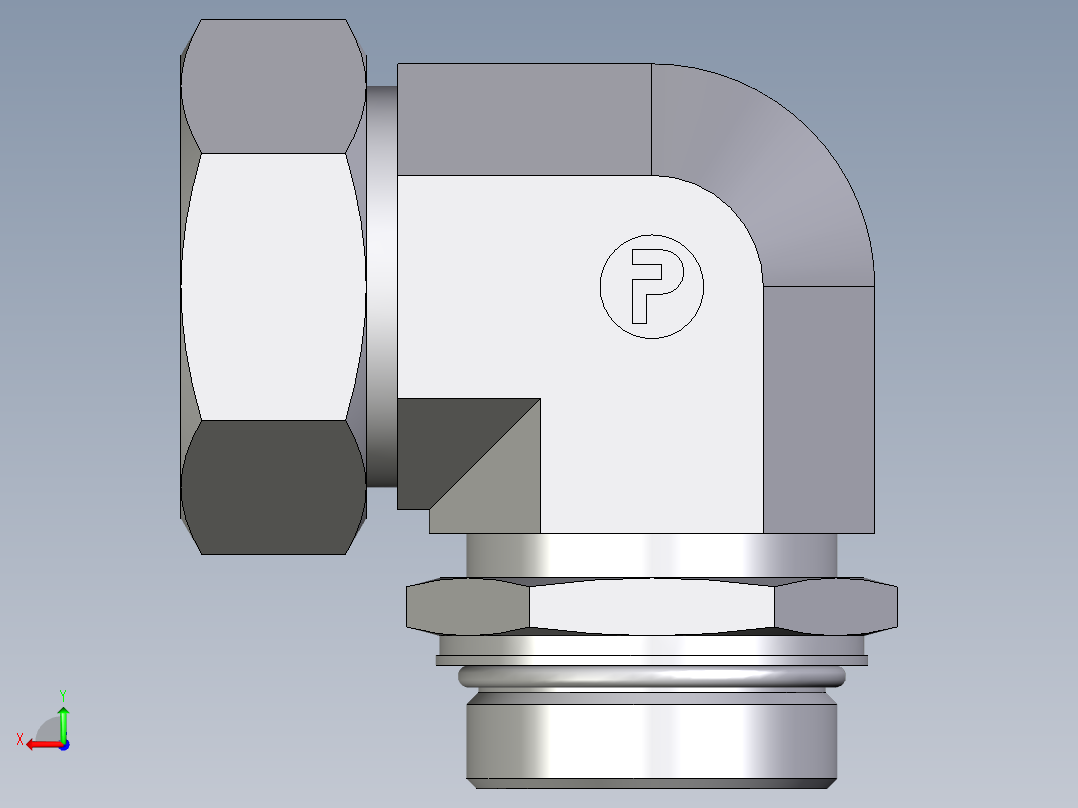 卡套式工业通用硬管接头EO_Adjustable_Locknut_elbow_WEE42ZLMORCF后视图