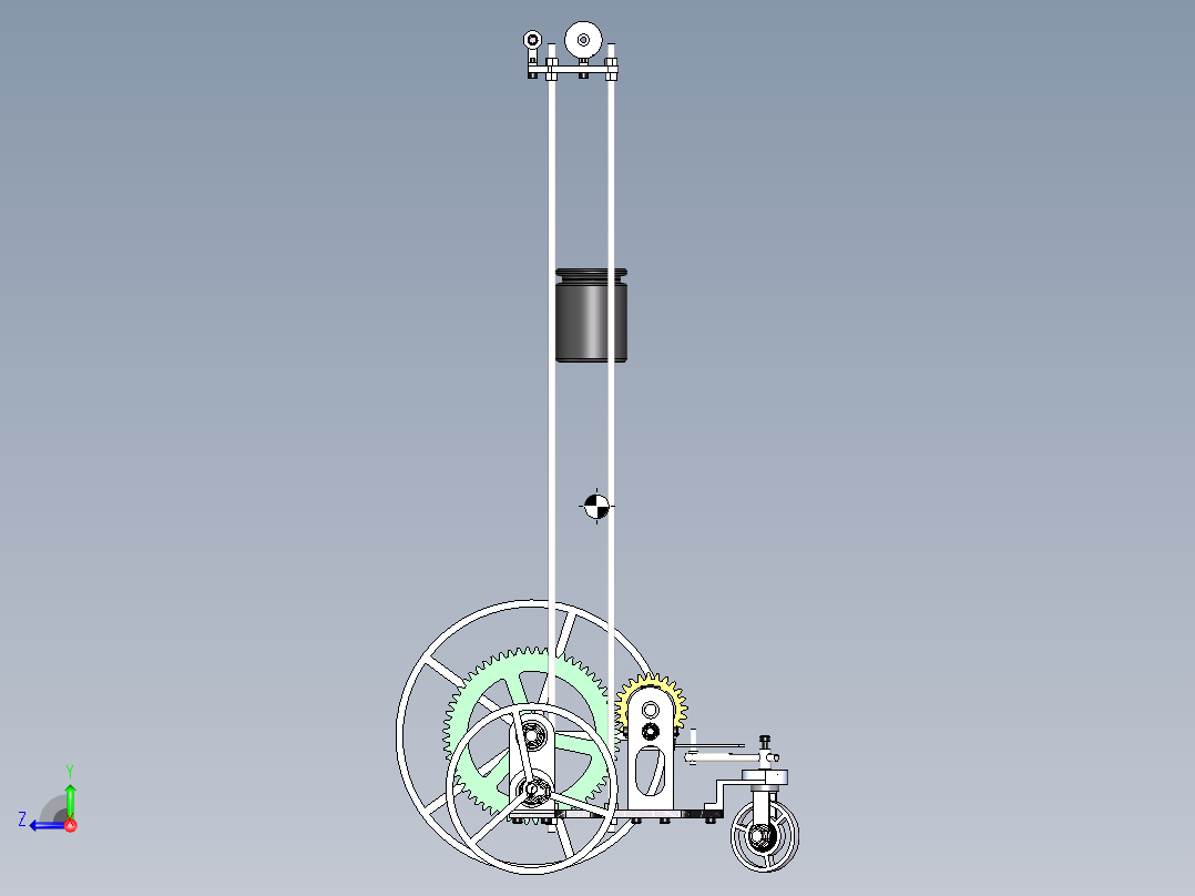 s形 轨迹无碳小车图 无碳小车 机械设计参考资料设计素材右视图
