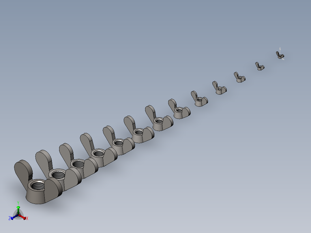 各种蝶形螺母羊角螺母(1)正等轴测图
