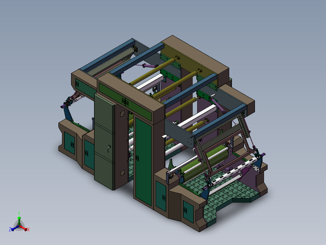 吹膜机自动后收卷设备正等轴测图