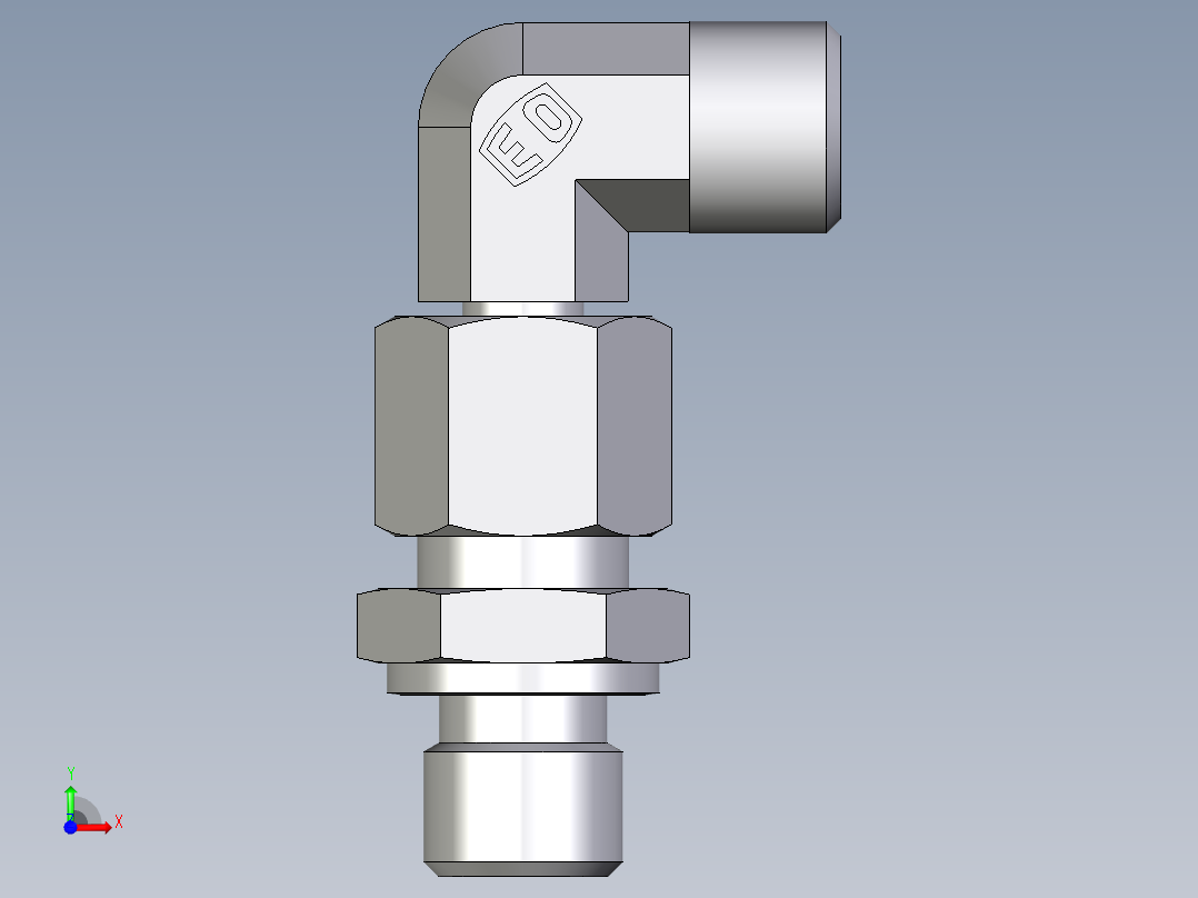 卡套式工业通用硬管接头EO_Assembled_adjustable_standpipe_elbow_EVW08LROMD71前视图