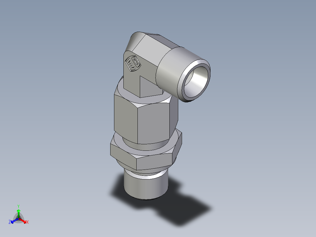 卡套式工业通用硬管接头EO_Assembled_adjustable_standpipe_elbow_EVW08LROMD71正等轴测图