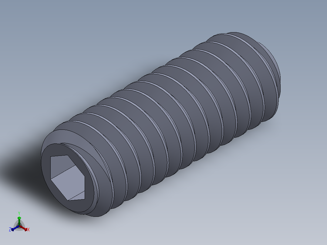 UNC 平头紧定螺钉-UNC SET SCREW 8-32 x0.4375.SLDPRT正等轴测图
