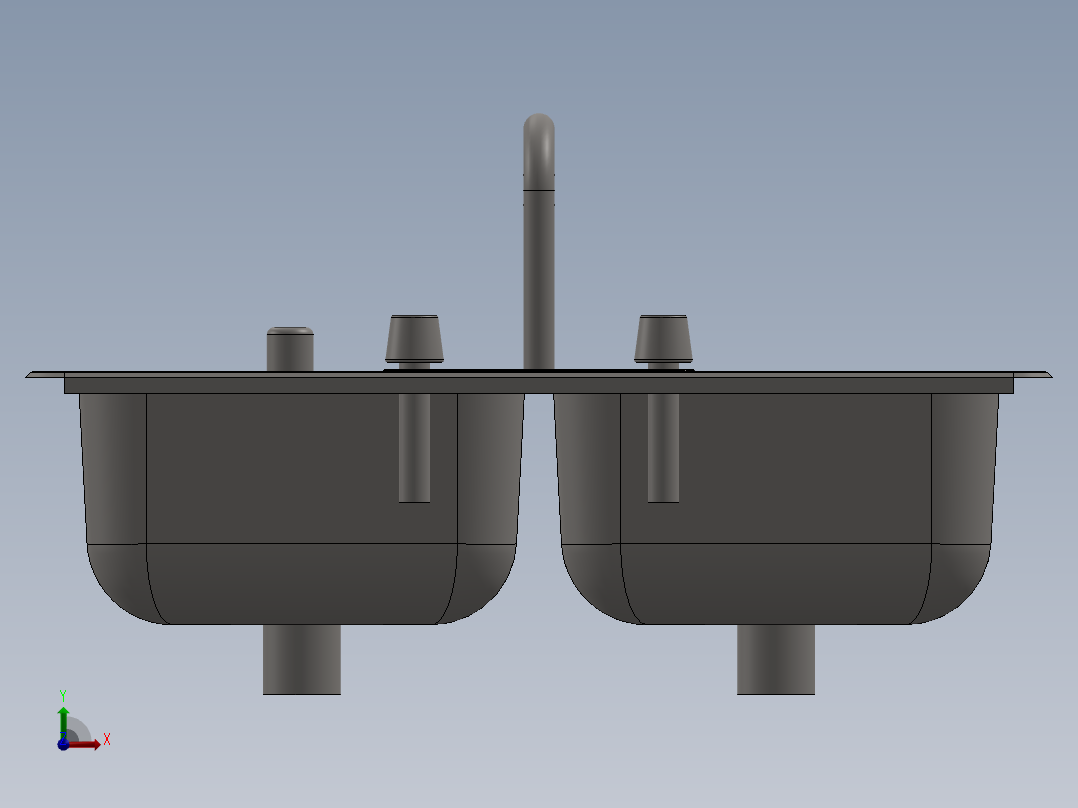 标准美式厨房水槽前视图