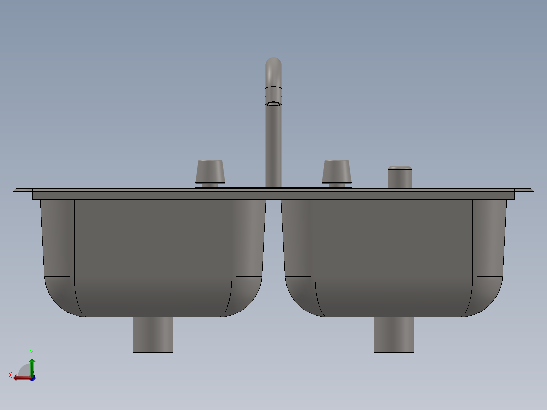 标准美式厨房水槽后视图