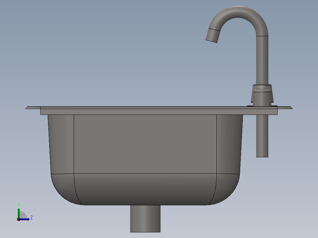 标准美式厨房水槽左视图